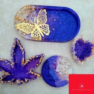4pc Purple Mini Rolling Tray Set